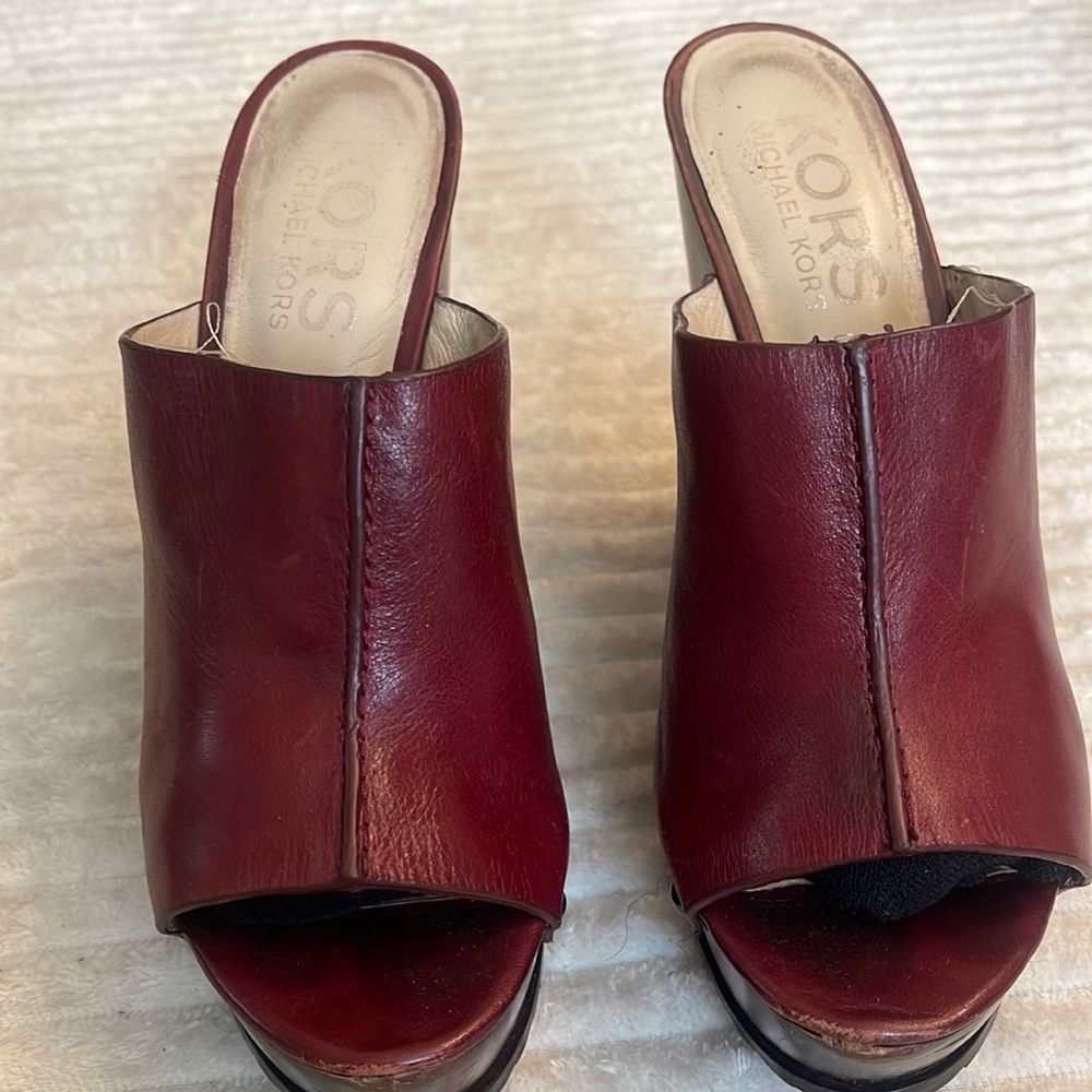 Michael Kors Dark Red Studded Platform Clogs Size 10